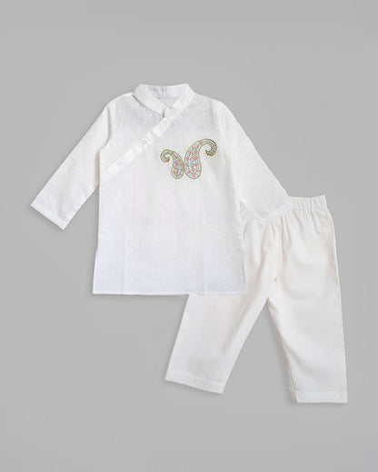 Keebee White Kurta Pajama-Paisley-Cotton-For Infants