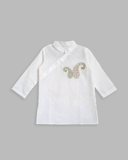 Keebee White Kurta Pajama-Paisley-Cotton-For Infants