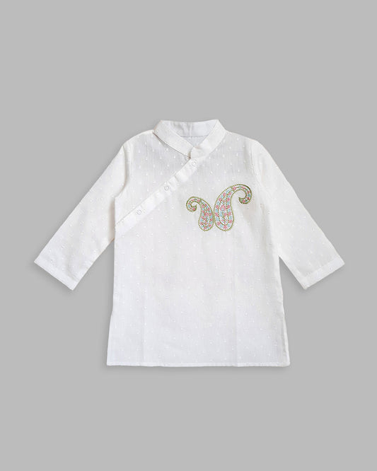 Keebee White Kurta Pajama-Paisley-Cotton-For Infants
