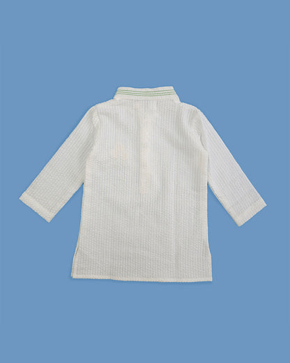 Keebee White Kurta Pajama-Marigold-Cotton-For Infants