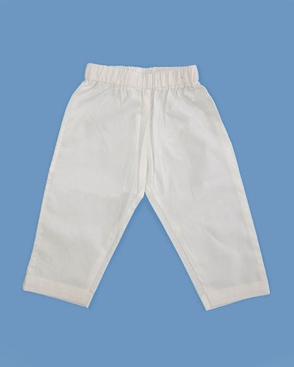 Keebee White Kurta Pajama-Marigold-Cotton-For Infants