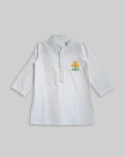 Keebee White Kurta Pajama-Marigold-Cotton-For Infants