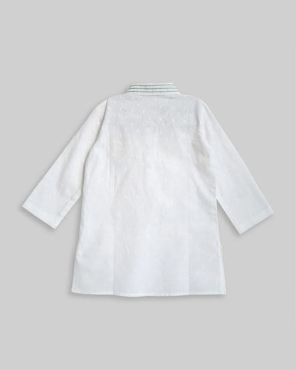 Keebee White Kurta Pajama-Marigold-Cotton-For Infants
