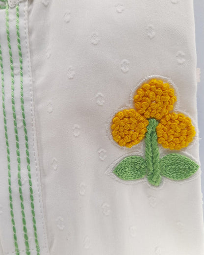 Keebee White Kurta Pajama-Marigold-Cotton-For Infants