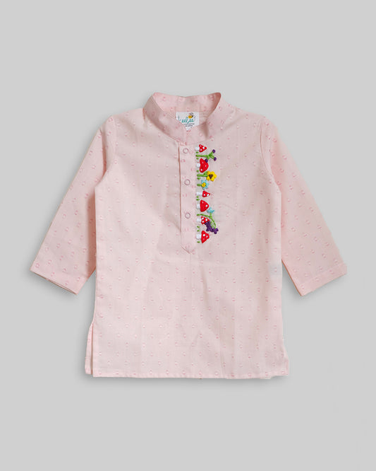 Keebee Peach Kurta Pajama-Cluster-Cotton-For Infants
