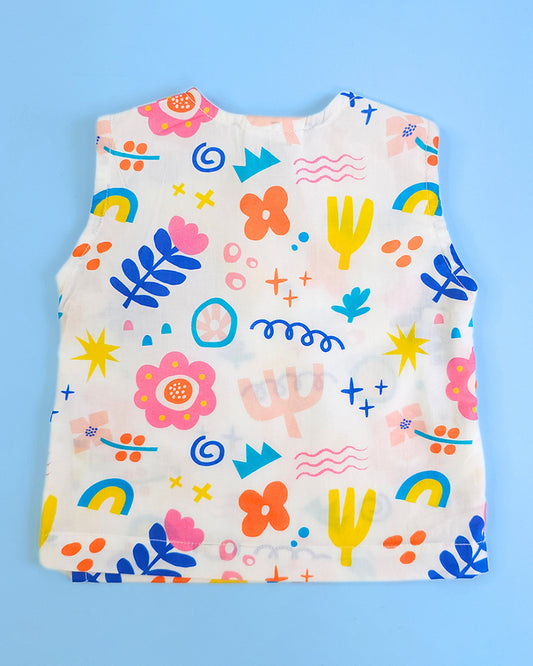 Keebee Multicolor Jhabla-Picasso-Cotton-For Infants
