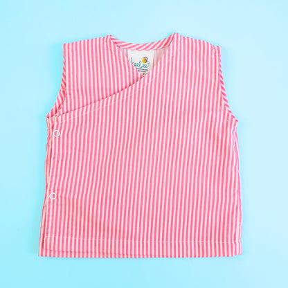 Keebee Pink Jhabla-Striped-Cotton-For Infants