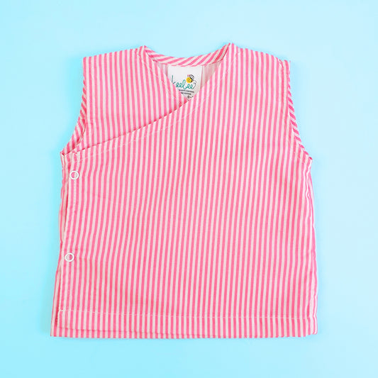Keebee Pink Jhabla-Striped-Cotton-For Infants