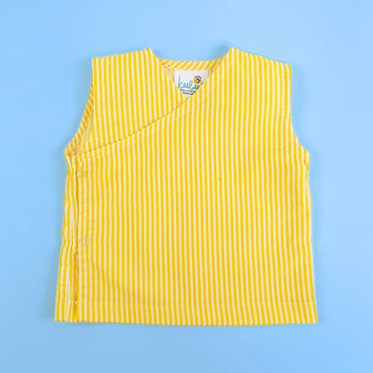Keebee Yellow Jhabla-Striped-Cotton-For Infants