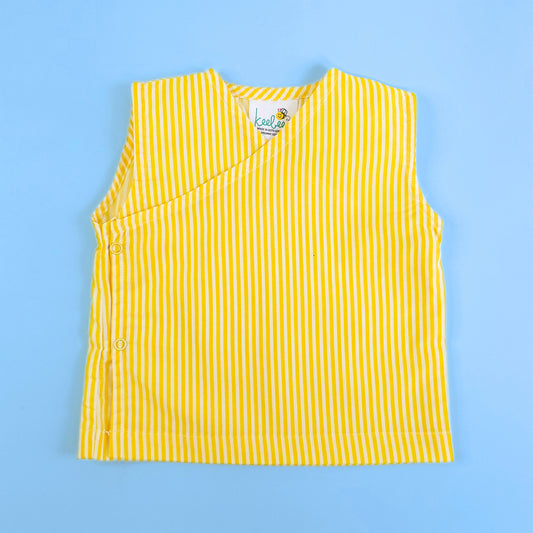 Keebee Yellow Jhabla-Striped-Cotton-For Infants