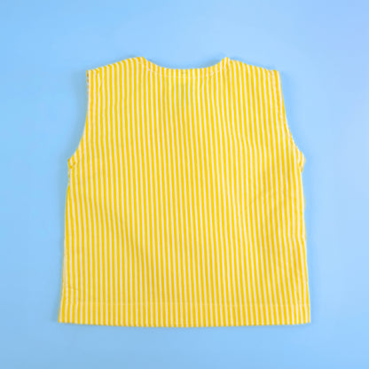 Keebee Yellow Jhabla-Striped-Cotton-For Infants