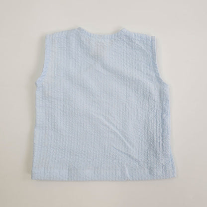 Keebee Blue Jhabla Set-Solid-Cotton-For Infants