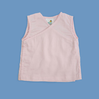 Keebee Pink Jhabla Set-Solid-Cotton-For Infants