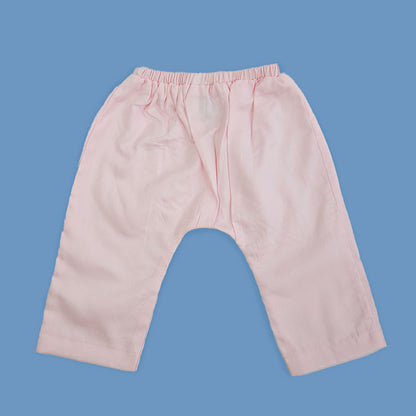 Keebee Pink Jhabla Set-Solid-Cotton-For Infants