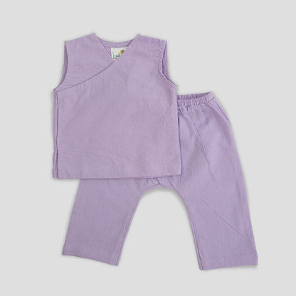 Keebee Purple Jhabla Set-Solid-Cotton-For Infants