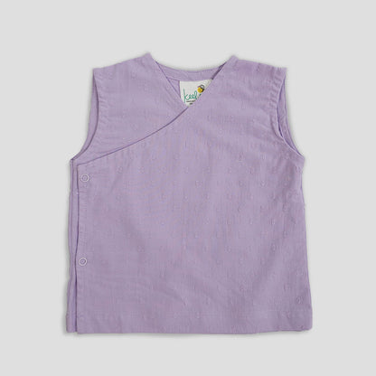 Keebee Purple Jhabla Set-Solid-Cotton-For Infants