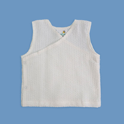 Keebee White Jhabla Set-Solid-Cotton-For Infants