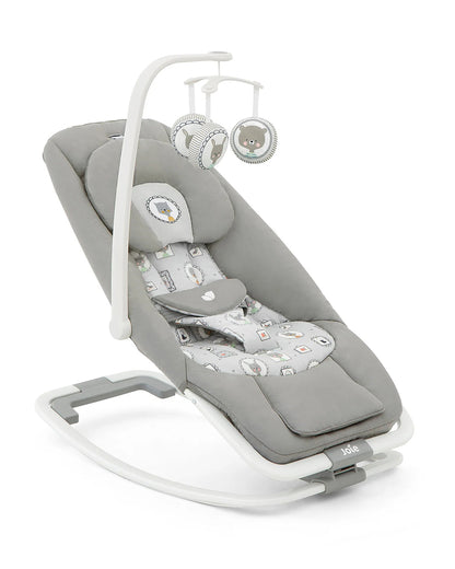 Joie Dreamer Rocker & Bouncer-3 Position Reclining Seat-2 Position Adjustable Leg Rest-With Removable & Rotating Toy Bar-Battery Operated-2 Years Warranty-Upto 9 Kg-Portrait