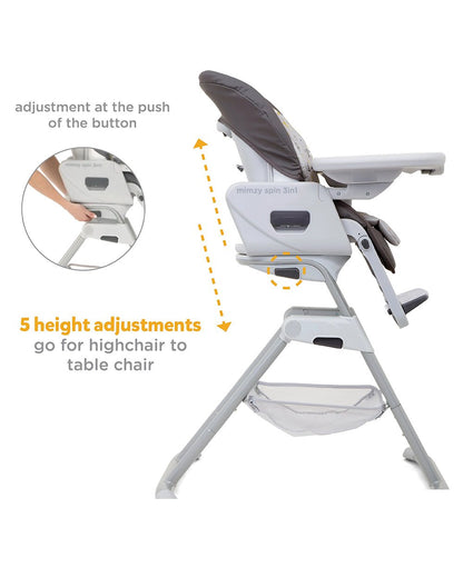 Joie Mimzy Spin 3 in 1 Baby High Chair-360 Degree Spinning-Adjustable Height & Recline-0M+ (Upto 15 Kg)-Geometric Mountains