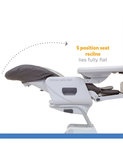 Joie Mimzy Spin 3 in 1 Baby High Chair-360 Degree Spinning-Adjustable Height & Recline-0M+ (Upto 15 Kg)-Geometric Mountains