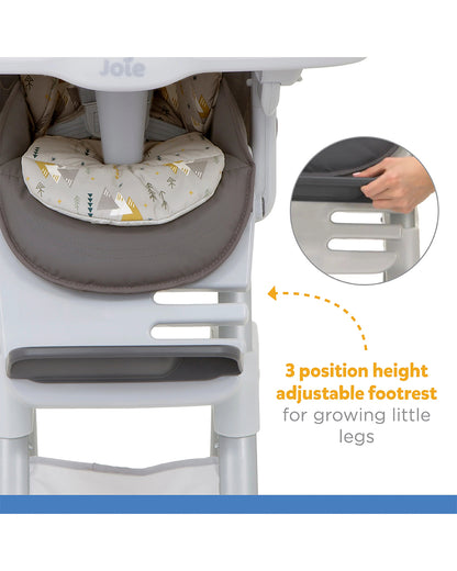 Joie Mimzy Spin 3 in 1 Baby High Chair-360 Degree Spinning-Adjustable Height & Recline-0M+ (Upto 15 Kg)-Geometric Mountains