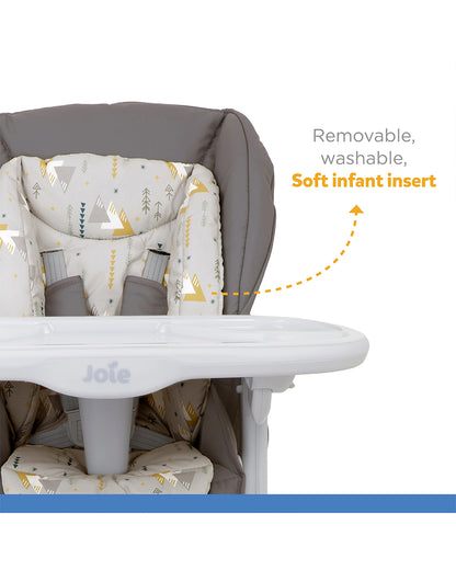 Joie Mimzy Spin 3 in 1 Baby High Chair-360 Degree Spinning-Adjustable Height & Recline-0M+ (Upto 15 Kg)-Geometric Mountains