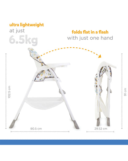 Joie Mimzy Snacker Baby High Chair-One Hand Quick Compact Fold-Streamlined Design-6M to 3Y (Upto 15Kg)-Leo