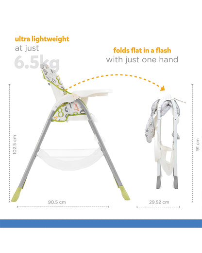 Joie Mimzy Snacker Baby High Chair-One Hand Quick Compact Fold-Streamlined Design-6M to 3Y (Upto 15Kg)-123 Artwork