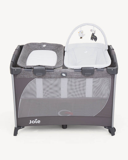 Joie Commuter Change & Snooze Travel Cot-Changer & Snoozing Seat Included-Compact Fold-For 0M+ (Upto 15 Kg)-Grey