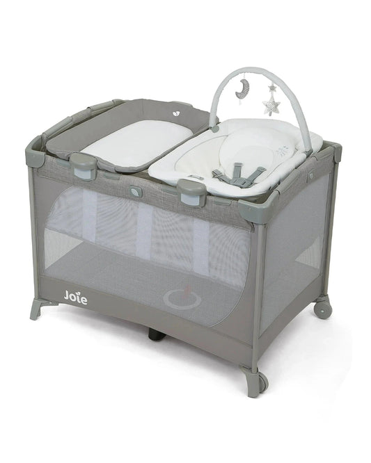 Joie Commuter Change & Bounce Travel Cot-Changer & Snoozing Seat Included-Compact Fold-For 0M+ (Upto 15 Kg)-Starry Night