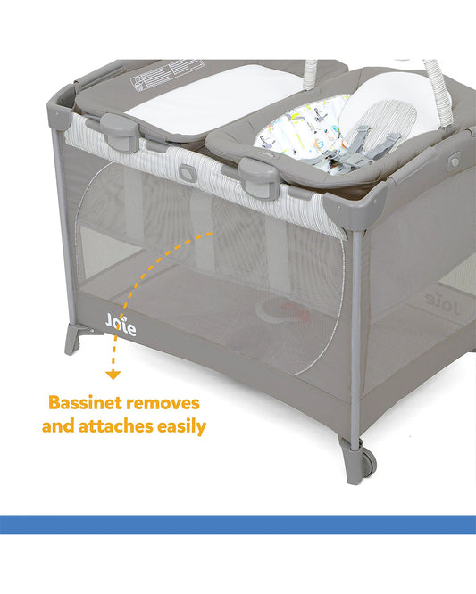 Joie Commuter Change & Bounce Travel Cot-Changer & Snoozing Seat Included-Compact Fold-For 0M+ (Upto 15 Kg)-Starry Night