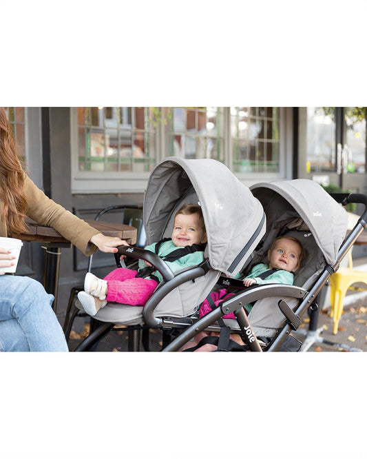 Joie Evalite Duo Twin Stroller-Multiple Recline Positions-Adjustable Leg Rest-Pram For 0 to 3Y (Upto 15 Kg)-Shale