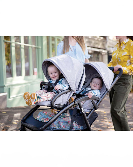 Joie Evalite Duo Twin Stroller-Multiple Recline Positions-Adjustable Leg Rest-Pram For 0 to 3Y (Upto 15 Kg)-Shale