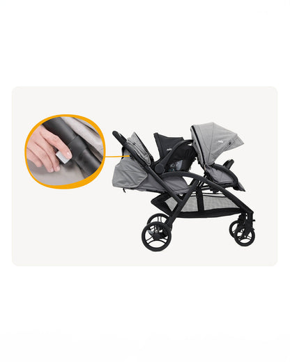 Joie Evalite Duo Twin Stroller-Multiple Recline Positions-Adjustable Leg Rest-Pram For 0 to 3Y (Upto 15 Kg)-Shale