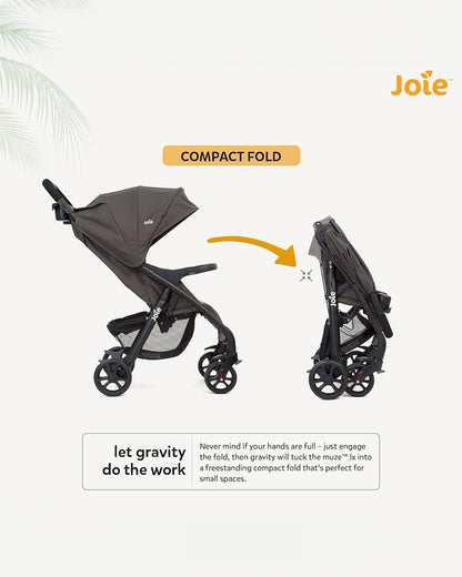 Joie Muze LX Travel System Baby Stroller with Car Seat-Auto Gravity Fold-Pram for 0 to 3Y (Upto 15Kg)-Dark Pewter