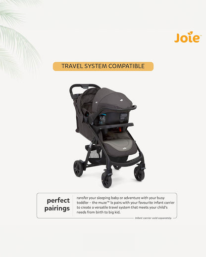 Joie Muze LX Travel System Baby Stroller with Car Seat-Auto Gravity Fold-Pram for 0 to 3Y (Upto 15Kg)-Dark Pewter