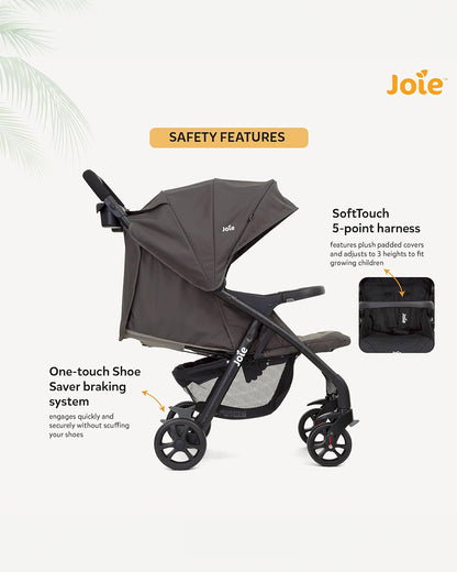 Joie Muze LX Travel System Baby Stroller with Car Seat-Auto Gravity Fold-Pram for 0 to 3Y (Upto 15Kg)-Dark Pewter