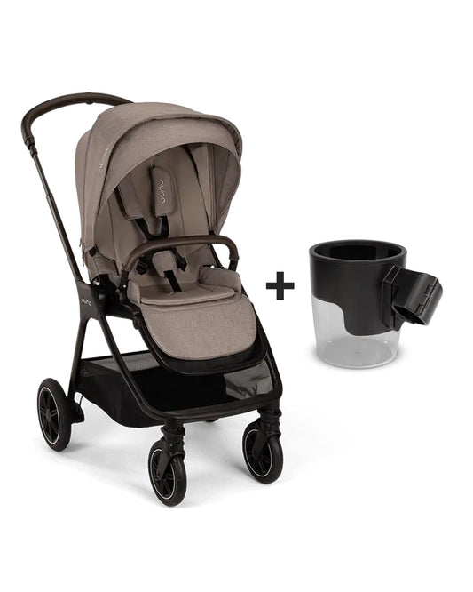 Nuna TRIV Next Baby Stroller-With Cup Holder-One Hand Fold-Includes Rain Cover & Post Adaptors-2 Years Warranty-Pram for 0 to 4Y (Upto 22Kg)-Cedar