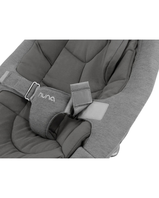 Nuna Leaf Grow Baby Bouncer-Organic Jersey Knit Cotton Insert-3 Ergonomic Recline Positions-With Toy Bar-2 Years Warranty-For Infants-Granite
