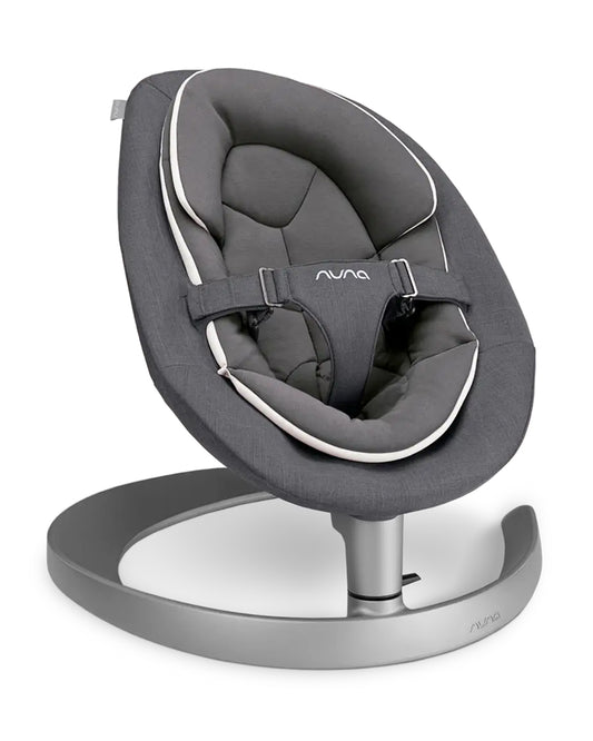 Nuna Leaf Grow Baby Bouncer-Organic Jersey Knit Cotton Insert-3 Ergonomic Recline Positions-With Toy Bar-2 Years Warranty-For Infants-Granite