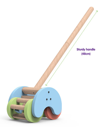 Funskool Giggles Rattle Strider-Sturdy Handles & Smooth Edges-Produce Enchanting Sounds-Wooden Push and Pull Toy-9M+