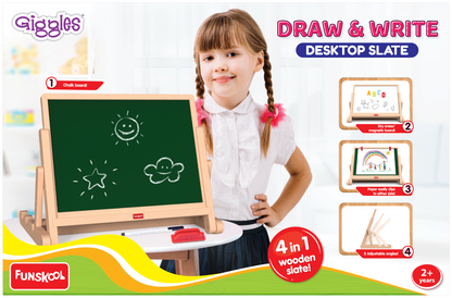 Funskool Giggles Draw and Write Desktop Slate Art and Craft Kit-18M+