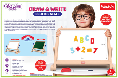 Funskool Giggles Draw and Write Desktop Slate Art and Craft Kit-18M+