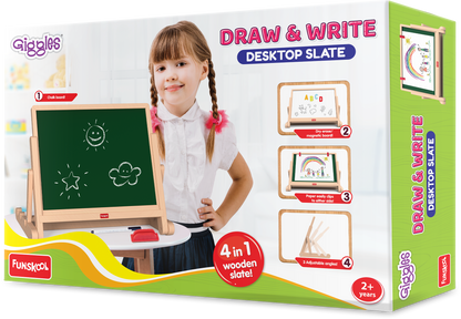 Funskool Giggles Draw and Write Desktop Slate Art and Craft Kit-18M+