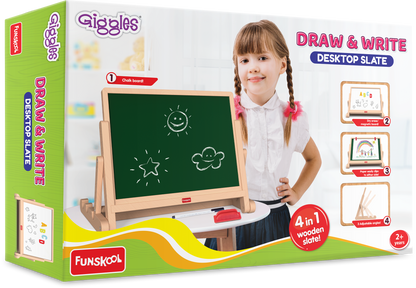 Funskool Giggles Draw and Write Desktop Slate Art and Craft Kit-18M+