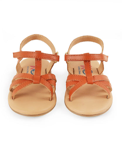 Kicks & Crawl Light Brown Dreamy Bliss Velcro Sandals For Infants