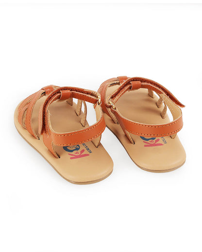 Kicks & Crawl Light Brown Dreamy Bliss Velcro Sandals For Infants