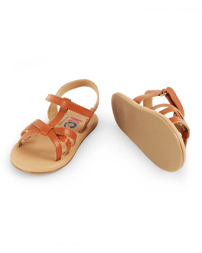 Kicks & Crawl Light Brown Dreamy Bliss Velcro Sandals For Infants