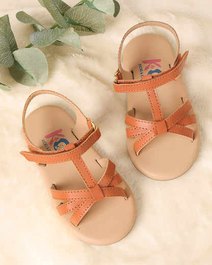 Kicks & Crawl Light Brown Dreamy Bliss Velcro Sandals For Infants