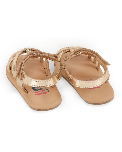 Kicks & Crawl Silver & Brown Dreamy Strappy Velcro Sandals For Infants